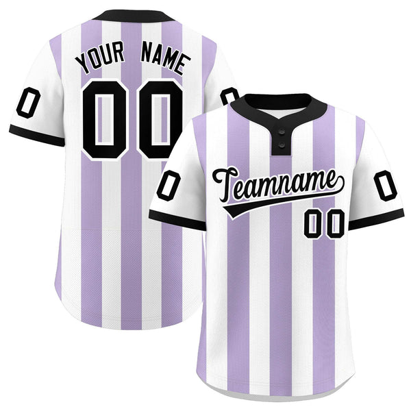 Custom White Light Purple Stripe Fashion Two-Button Softball Jersey | BuyFootballJersey