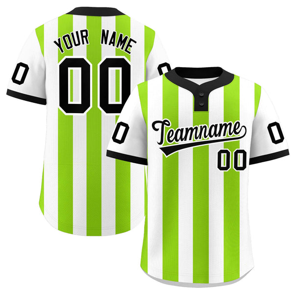 Custom White Neon Green Stripe Fashion Two-Button Softball Jersey | BuyFootballJersey