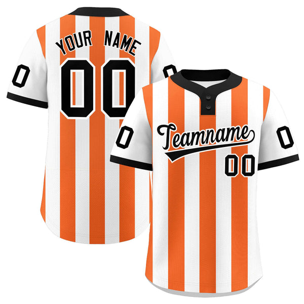 Custom White Orange Stripe Fashion Two-Button Softball Jersey | BuyFootballJersey