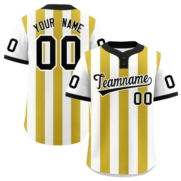 Custom White Old Gold Stripe Fashion Two-Button Softball Jersey | BuyFootballJersey