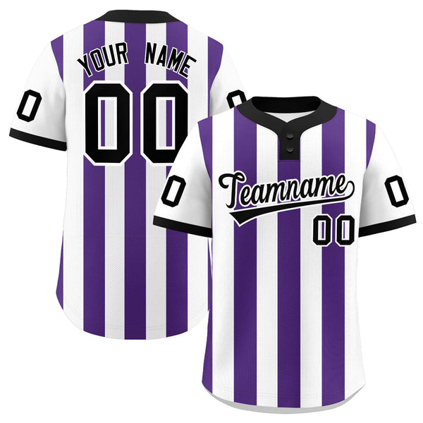 Custom White Purple Stripe Fashion Two-Button Softball Jersey | BuyFootballJersey