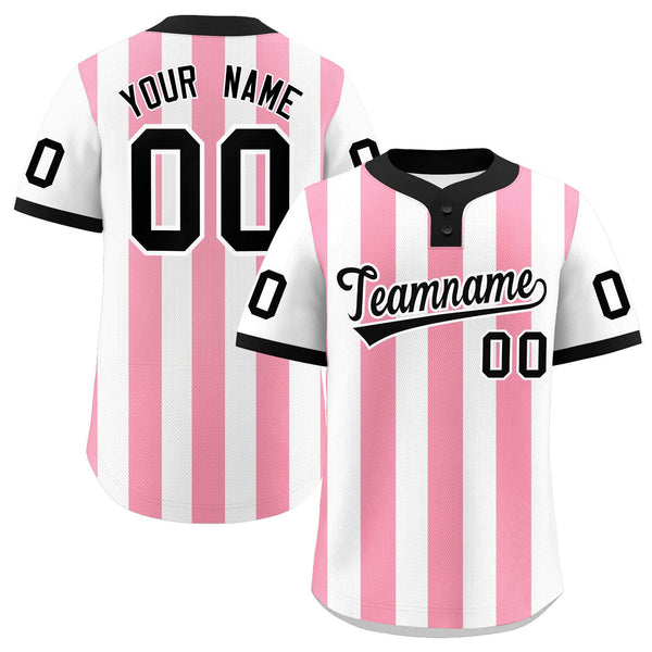 Custom White Light Pink Stripe Fashion Two-Button Softball Jersey | BuyFootballJersey