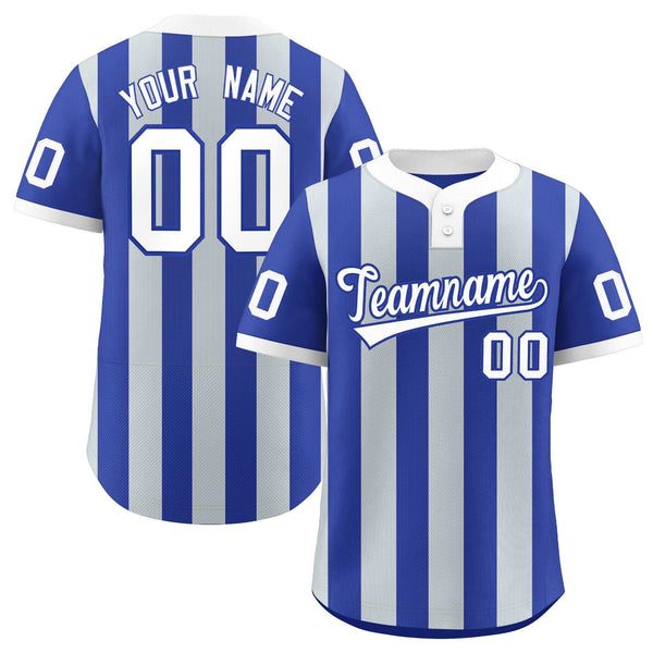 Custom Royal Silver Stripe Fashion Two-Button Softball Jersey | BuyFootballJersey