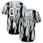 Custom Silver Black Flame Pattern Pullover Baseball Jersey | BuyFootballJersey