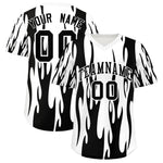 Custom White Black Flame Pattern Pullover Baseball Jersey | BuyFootballJersey