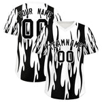 Custom White Black Flame Pattern Pullover Baseball Jersey | BuyFootballJersey