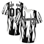 Custom White Black Flame Pattern Pullover Baseball Jersey | BuyFootballJersey