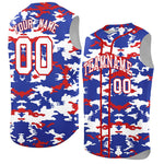 Custom Royal White and Red Camo Fashion Sleeveless Baseball Jersey | BuyFootballJersey
