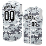Custom Silver Gray and White Camo Fashion Sleeveless Baseball Jersey | BuyFootballJersey