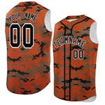 Custom Texas Orange Light Brown and Black Camo Fashion Sleeveless Baseball Jersey | BuyFootballJersey