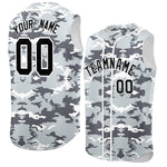 Custom Silver Gray and White Camo Fashion Sleeveless Baseball Jersey | BuyFootballJersey