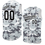 Custom Silver Gray and White Camo Fashion Sleeveless Baseball Jersey | BuyFootballJersey