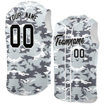Custom Silver Gray and White Camo Fashion Sleeveless Baseball Jersey | BuyFootballJersey