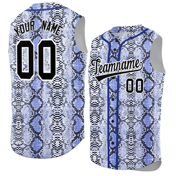 Custom Royal Snakeskin Pattern Sleeveless Baseball Jersey | BuyFootballJersey