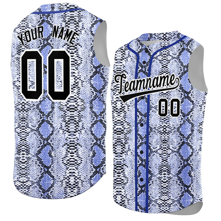 Custom Royal Snakeskin Pattern Sleeveless Baseball Jersey | BuyFootballJersey