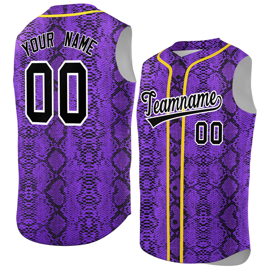 Custom Yellow Snakeskin Pattern Sleeveless Baseball Jersey | BuyFootballJersey