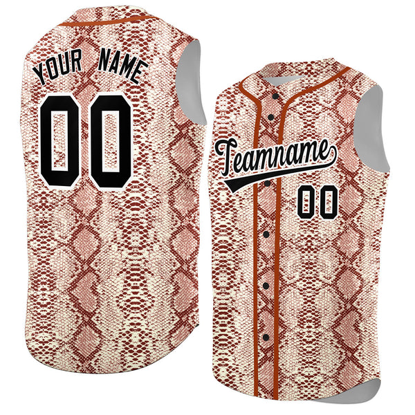 Custom Texas Orange Snakeskin Pattern Sleeveless Baseball Jersey | BuyFootballJersey