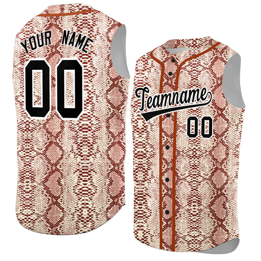 Custom Texas Orange Snakeskin Pattern Sleeveless Baseball Jersey | BuyFootballJersey