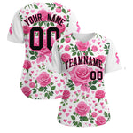 Custom White Black Breast Cancer Awareness Month Pink Ribbon Baseball Jersey for Women | BuyFootballJersey