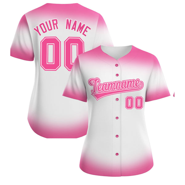 Custom White Pink Breast Cancer Awareness Month Pink Ribbon Baseball Jersey for Women | BuyFootballJersey