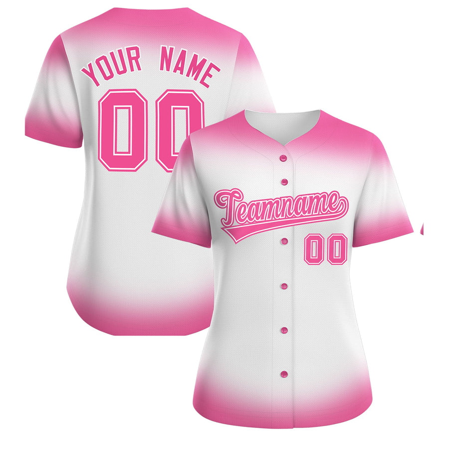 Custom White Pink Breast Cancer Awareness Month Pink Ribbon Baseball Jersey for Women | BuyFootballJersey