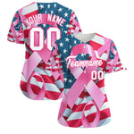 Custom White Pink Breast Cancer Awareness Month Pink Ribbon Baseball Jersey for Women | BuyFootballJersey