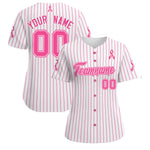Custom White Pink Breast Cancer Awareness Month Pink Ribbon Baseball Jersey for Women | BuyFootballJersey
