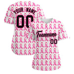 Custom White Black Breast Cancer Awareness Month Pink Ribbon Baseball Jersey for Women | BuyFootballJersey
