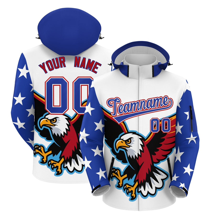 Custom White Independence Day American Flag Waterproof Jacket | BuyFootballJersey