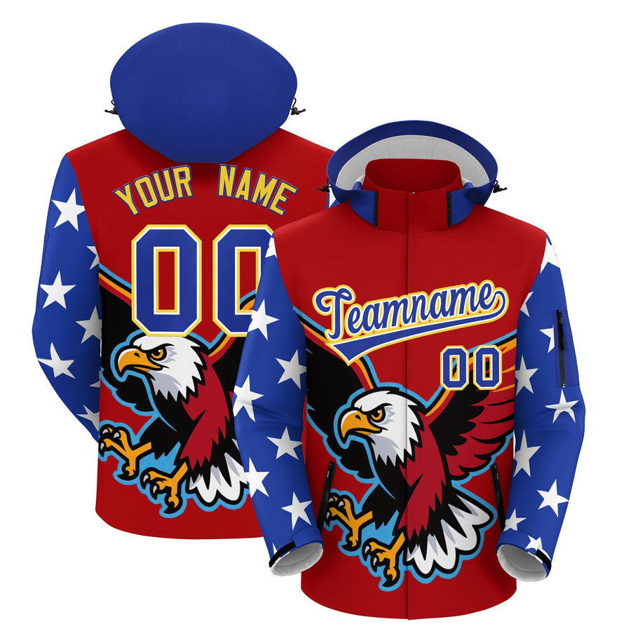 Custom Red White Independence Day American Flag Waterproof Jacket | BuyFootballJersey