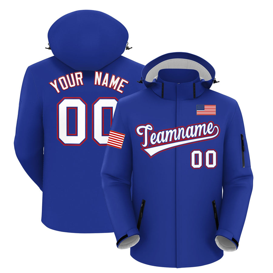 Custom Royal Blue Independence Day American Flag Waterproof Jacket | BuyFootballJersey
