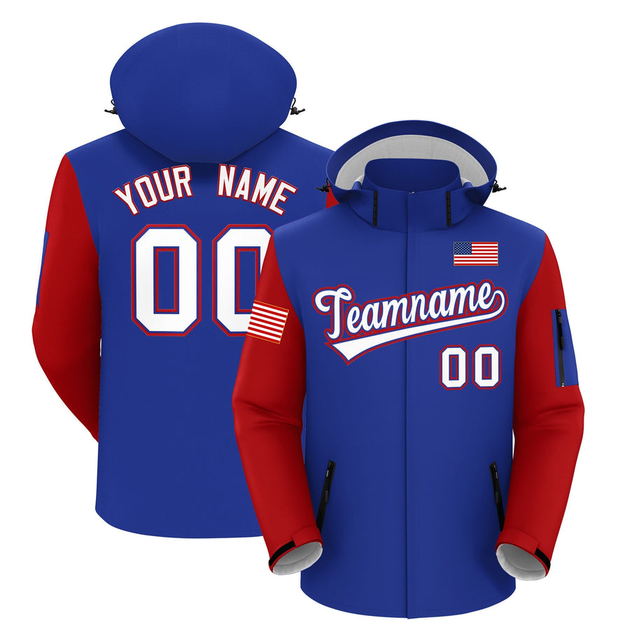 Custom Royal Blue Independence Day American Flag Waterproof Jacket | BuyFootballJersey
