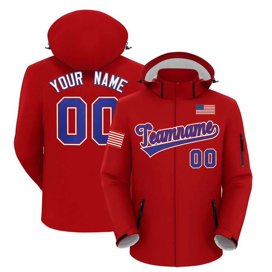 Custom Red Independence Day American Flag Waterproof Jacket | BuyFootballJersey