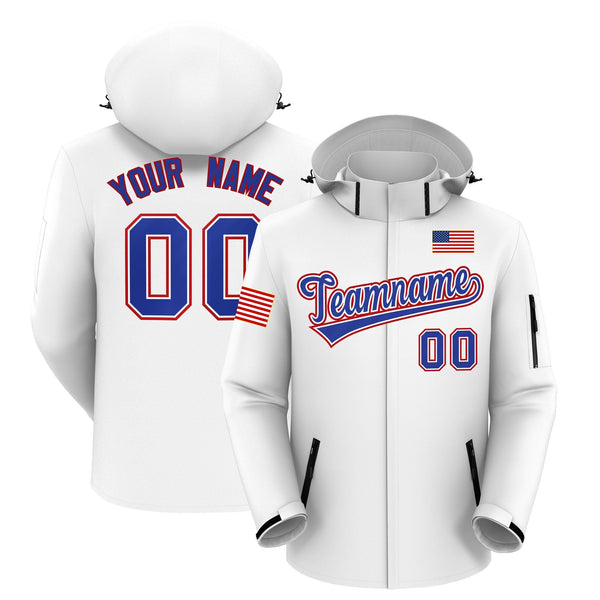 Custom White Independence Day American Flag Waterproof Jacket | BuyFootballJersey