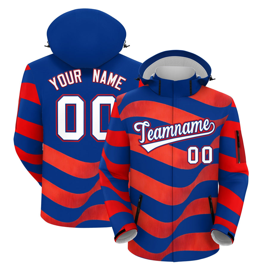 Custom Royal Blue Independence Day American Flag Waterproof Jacket | BuyFootballJersey