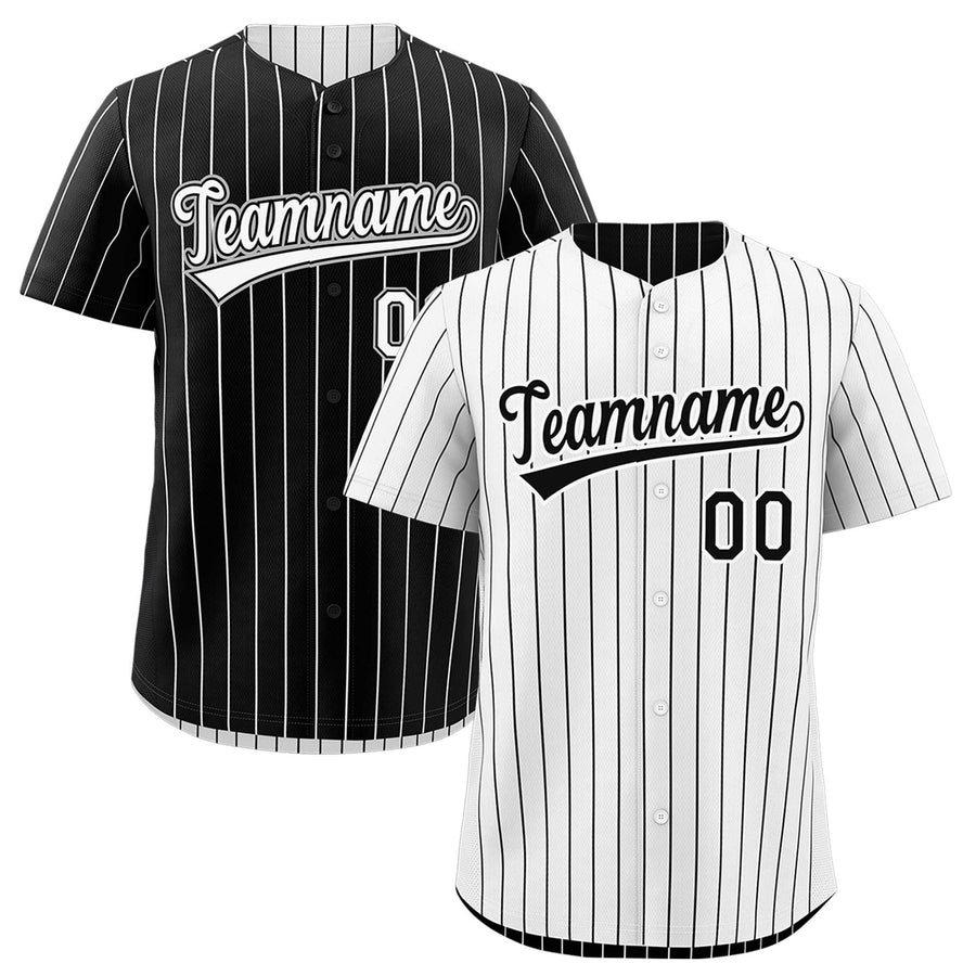 Custom Black White Baseball Jersey Reversible Stripe Fashion Lightweight Athletic Feel | BuyFootballJersey
