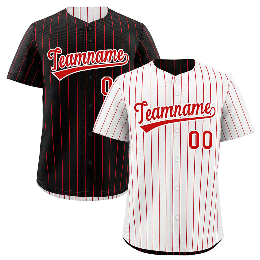 Custom Black White Baseball Jersey Reversible Stripe Fashion Lightweight Athletic Feel | BuyFootballJersey