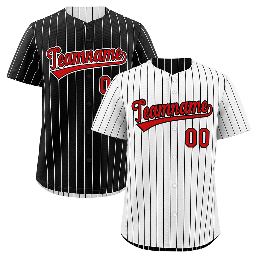 Custom Black White Baseball Jersey Reversible Stripe Fashion Lightweight Athletic Feel | BuyFootballJersey