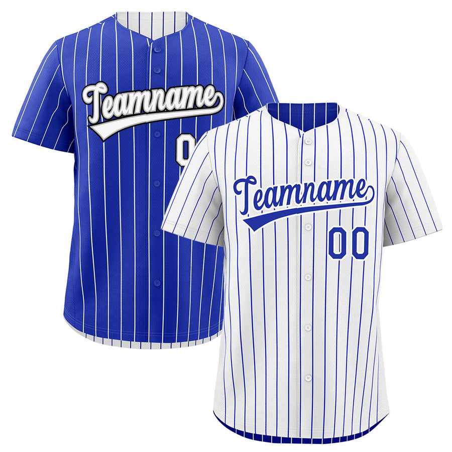 Custom Royal Blue White Black Baseball Jersey Reversible Stripe Fashion Lightweight Athletic Feel | BuyFootballJersey