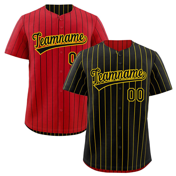 Custom Black Red Baseball Jersey Reversible Stripe Fashion Lightweight Athletic Feel | BuyFootballJersey