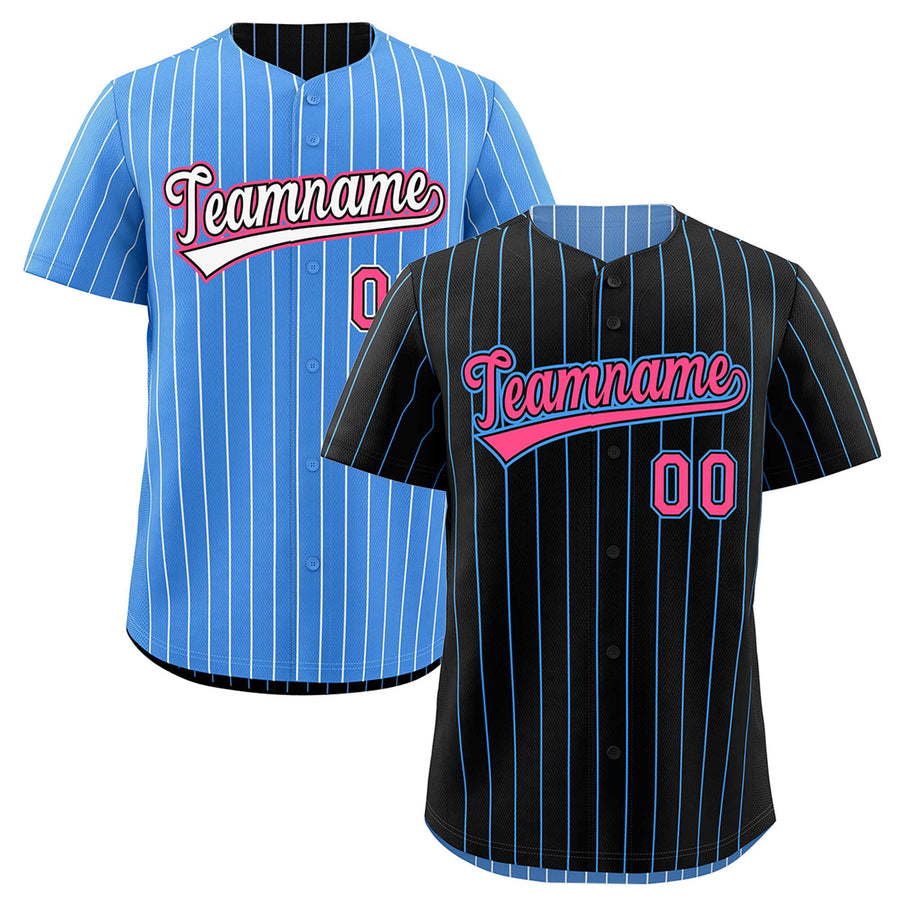 Custom Black Powder Blue Baseball Jersey Reversible Stripe Fashion Lightweight Athletic Feel | BuyFootballJersey