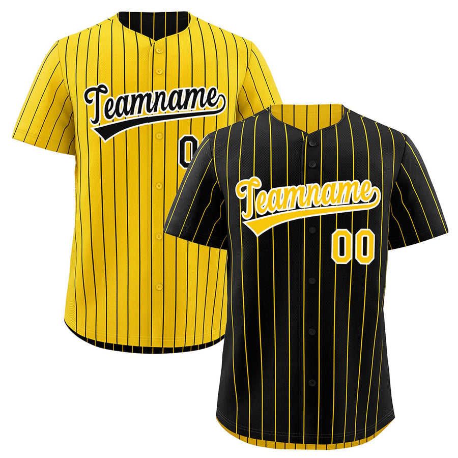 Custom Gold Black Baseball Jersey Reversible Stripe Fashion Lightweight Athletic Feel | BuyFootballJersey