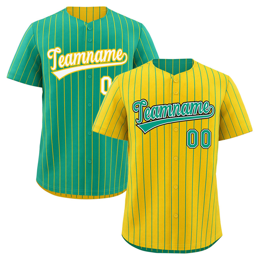 Custom Green Yellow Baseball Jersey Reversible Stripe Fashion Lightweight Athletic Feel | BuyFootballJersey