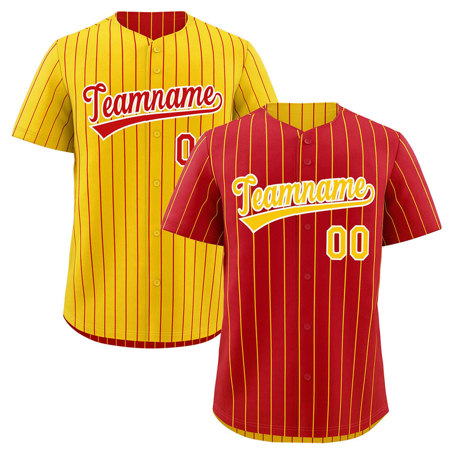 Custom Gold Red Baseball Jersey Reversible Stripe Fashion Lightweight Athletic Feel | BuyFootballJersey