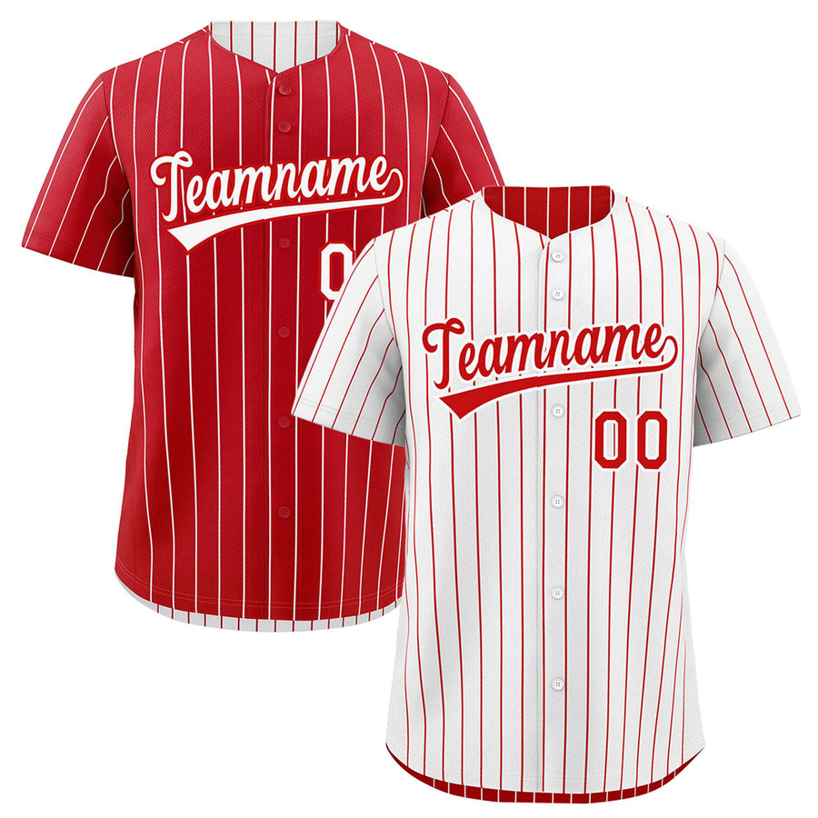 Custom Red White Baseball Jersey Reversible Stripe Fashion Lightweight Athletic Feel | BuyFootballJersey