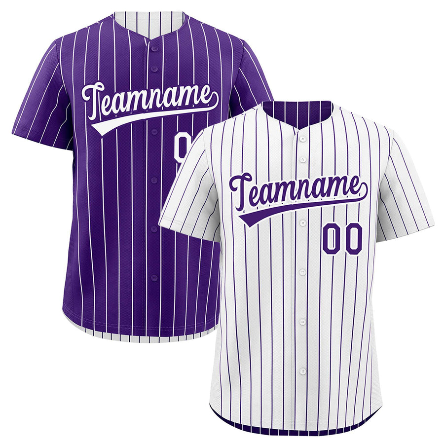 Custom Purple White Baseball Jersey Reversible Stripe Fashion Lightweight Athletic Feel | BuyFootballJersey