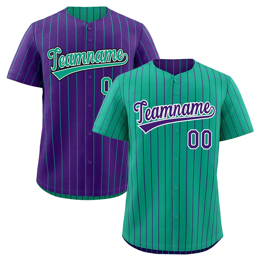 Custom Purple Green Baseball Jersey Reversible Stripe Fashion Moisture-Wicking | BuyFootballJersey