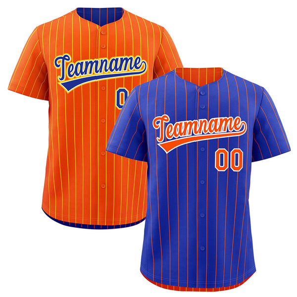 Custom Orange Royal Blue Baseball Jersey Reversible Stripe Fashion Moisture-Wicking | BuyFootballJersey