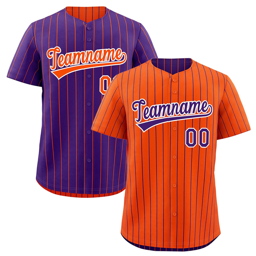 Custom Purple Orange Baseball Jersey Reversible Stripe Fashion Moisture-Wicking | BuyFootballJersey