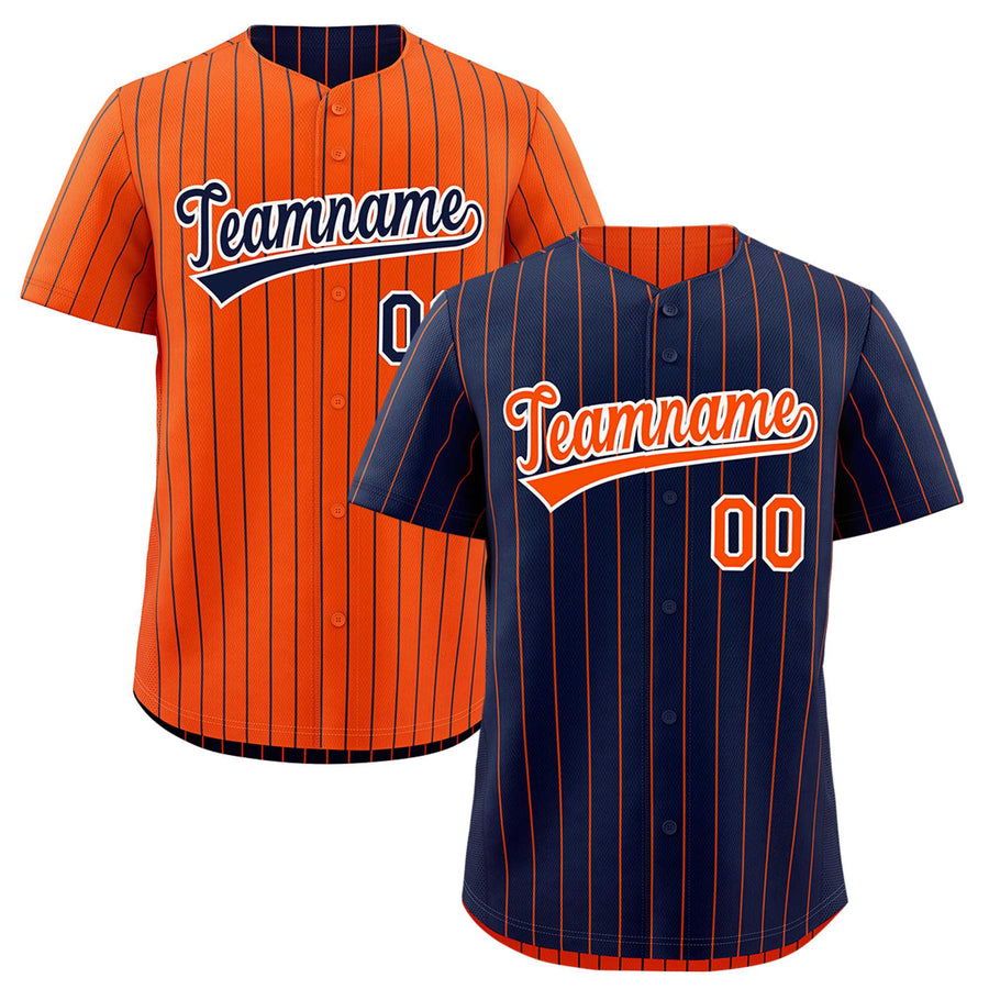 Custom Orange Navy Baseball Jersey Reversible Stripe Fashion Moisture-Wicking | BuyFootballJersey